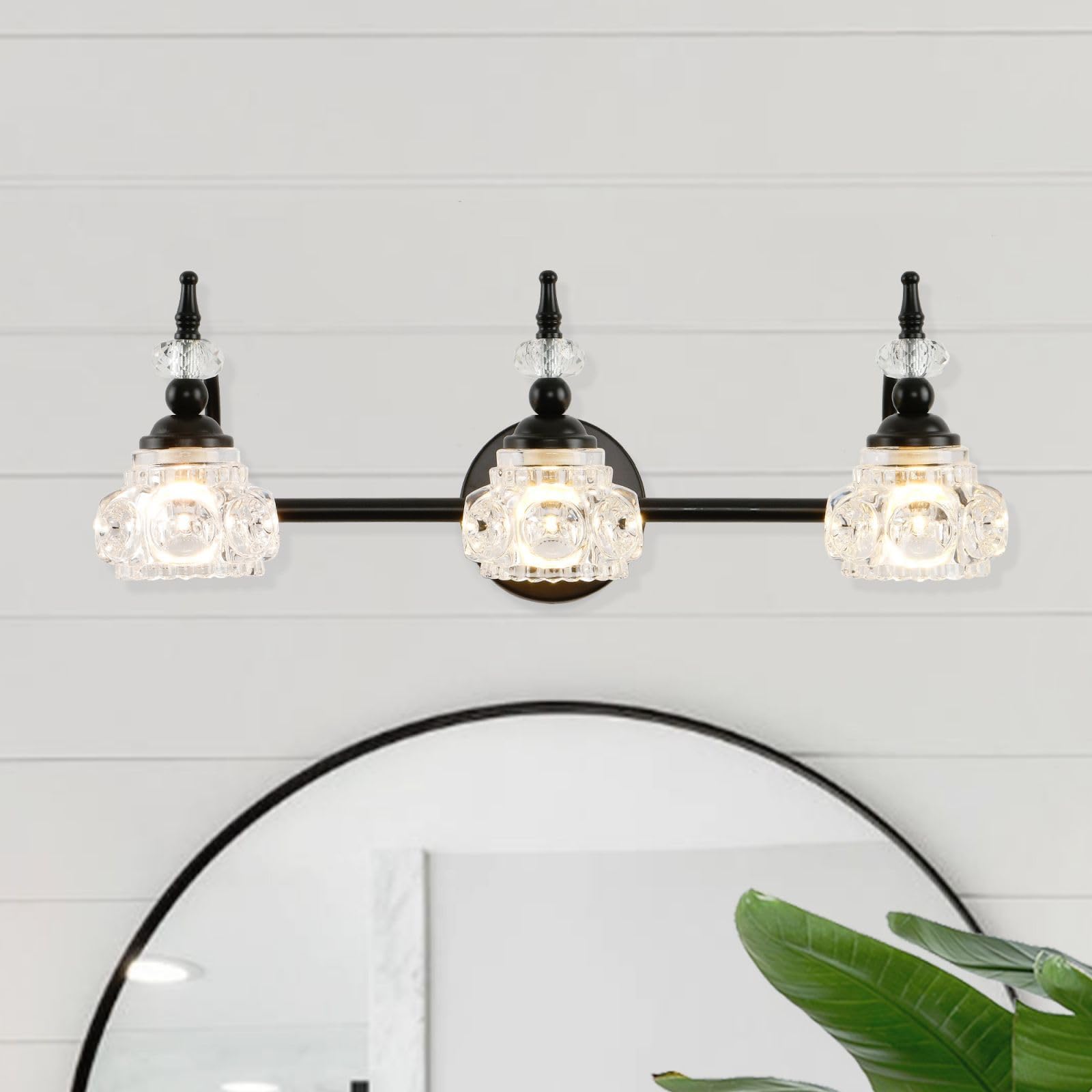 JLOWCO Black Bathroom Light Fixtures Over Mirror.3 Light Modern ...
