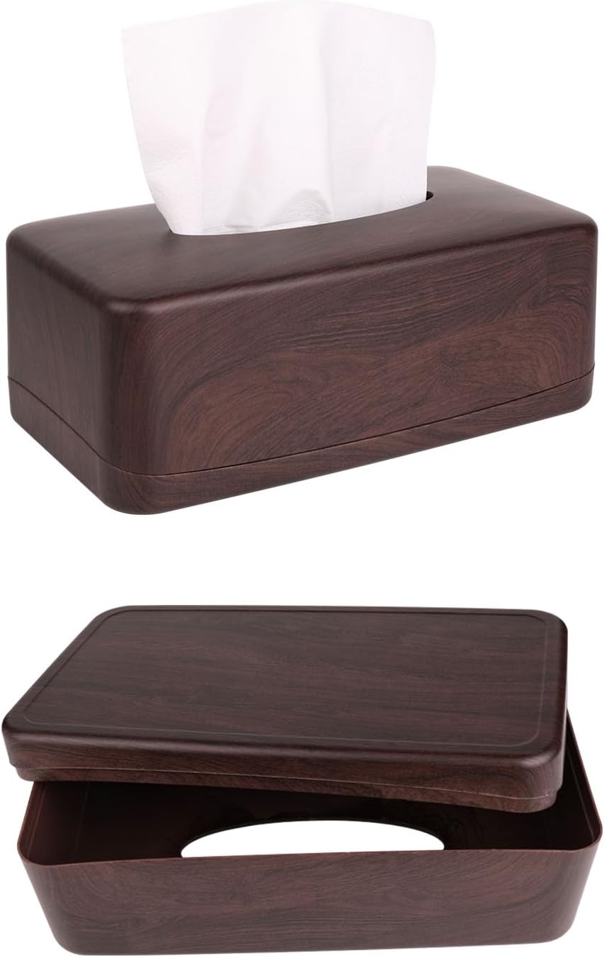 MOCHTERO Modern Tissue Box Cover,Tissue Holders,for Bathrooms,Bedroom,Dinner Table,Office,Rectangle (Peach Wood Color)