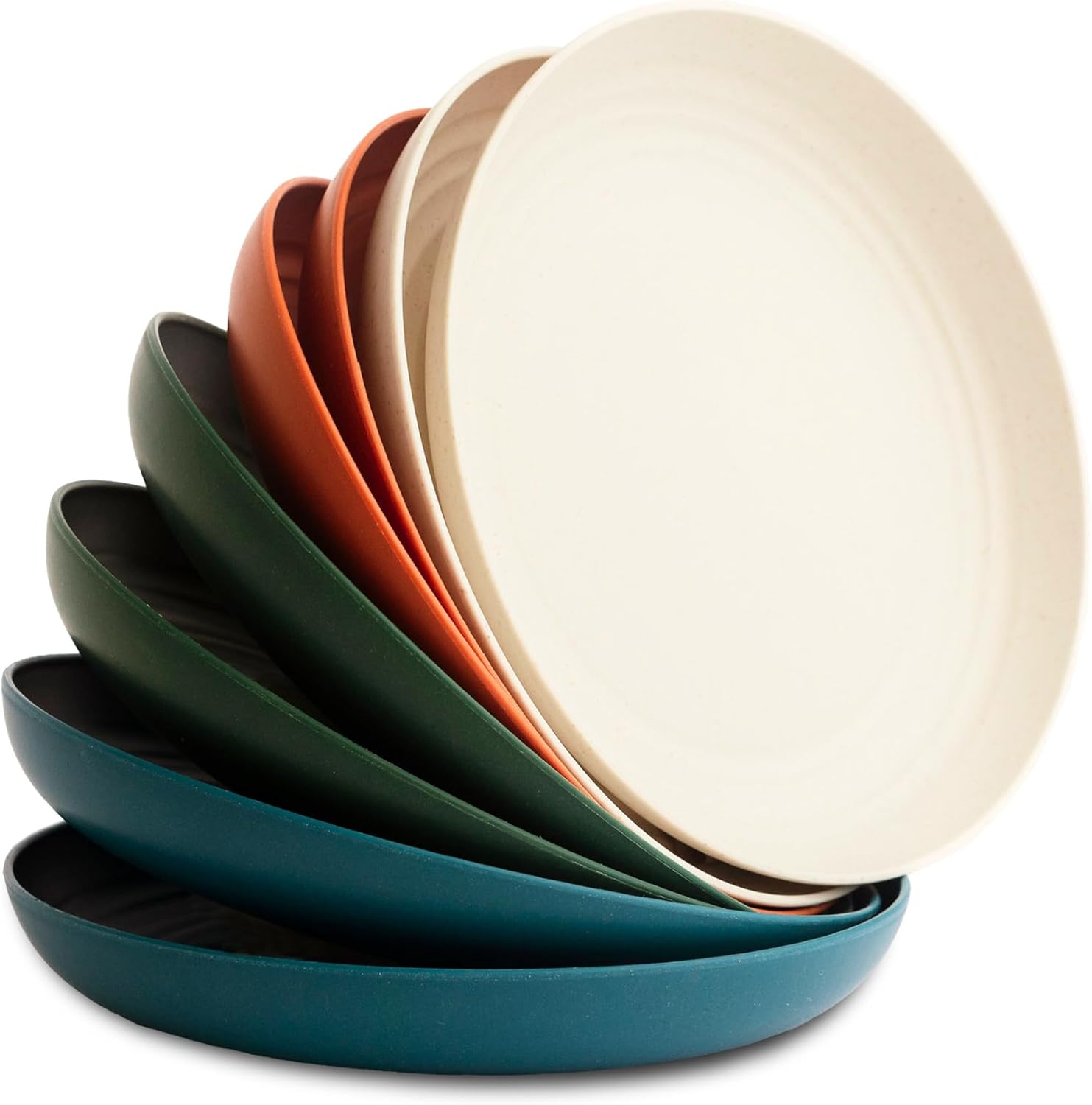 Nook Theory Reusable Wheat Straw Plates 8 Pcs - Non Toxic Kids and Toddler Plate, Microwavable, Dishwasher Safe and Unbreakable Dinnerware (Urban 9")