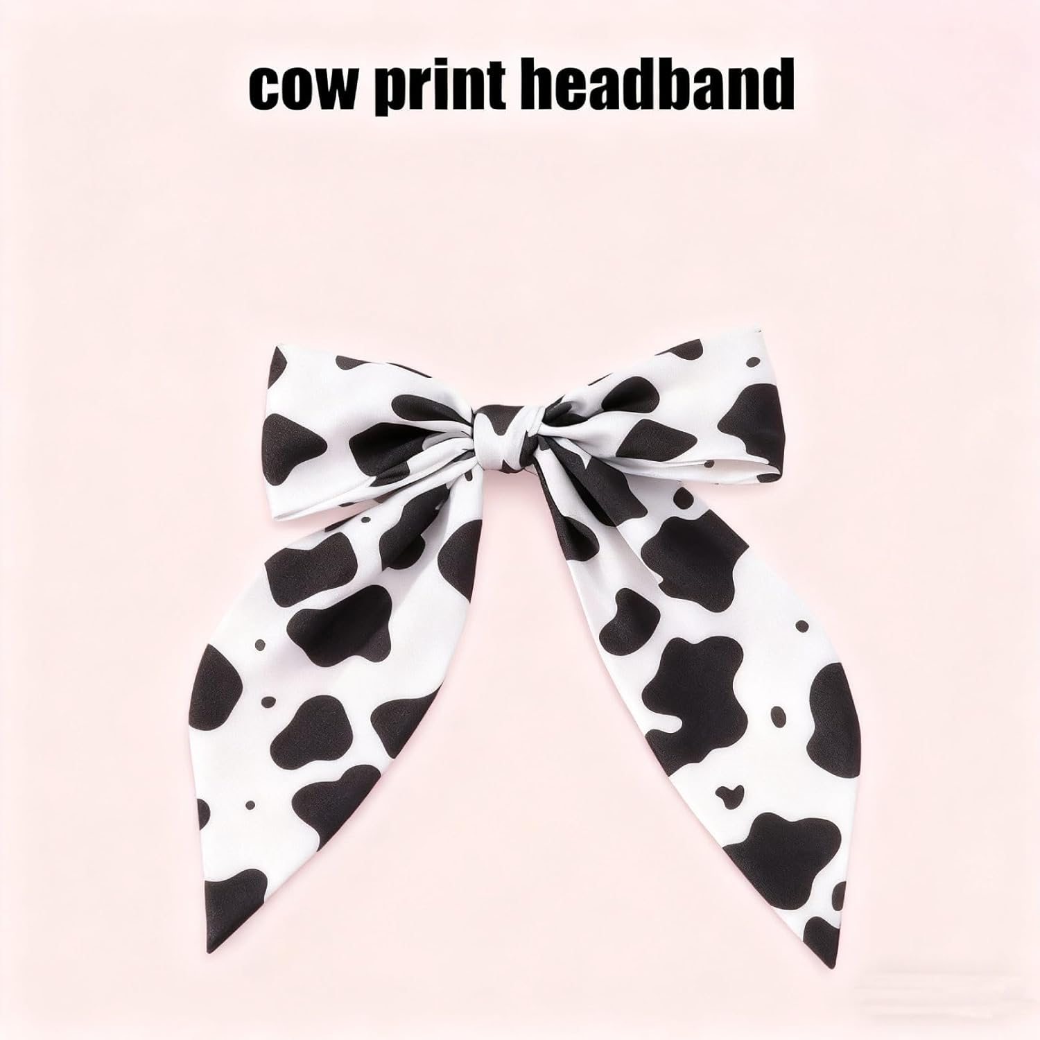 2 Pcs Cow Print Hair Accessories, Cow Print Headband for Women, Bow Bowknot Scrunchie, Non-Slip Bowknot Elastic Headband Ropes for Curly Straight Thin Thick Fine Hair - Image 3