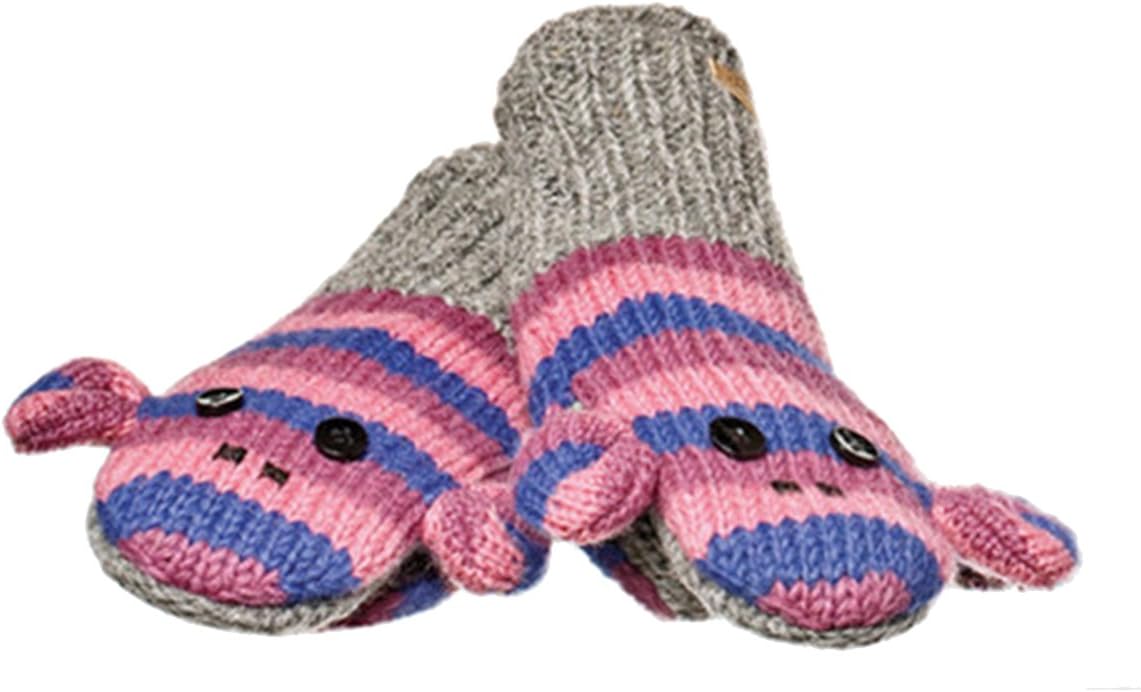 KnitwitsKids Mittens, Gloves | Wool, Warm, Boys/Girls, Toddler, Cute, Pink Stripe