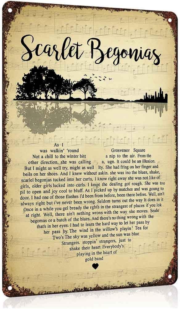 Scarlet Begonias Song Lyrics Aluminum Metal Sign 8 x 12 Inch