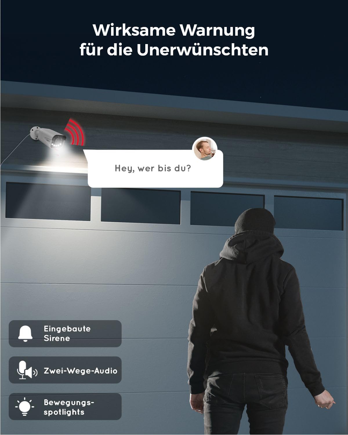 Reolink 4K Smarte PoE IP Kamera Outdoor mit Personen-/Autoerkennung, 5X optischer Zoom Überwachungskamera Aussen, Spotlight, Farbige Nachtsicht, Zwei-Wege-Audio, microSD Kartensteckplatz, RLC-811A