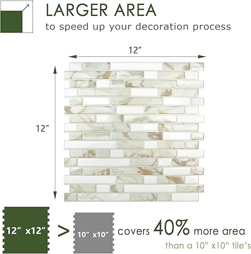 Vista 44 de STICKGOO - Azulejos autoadhesivos para loseta en muro, 12 x 12 pulgadas, azulejos autoadhesivos para loseta en muro de cocina y baño
