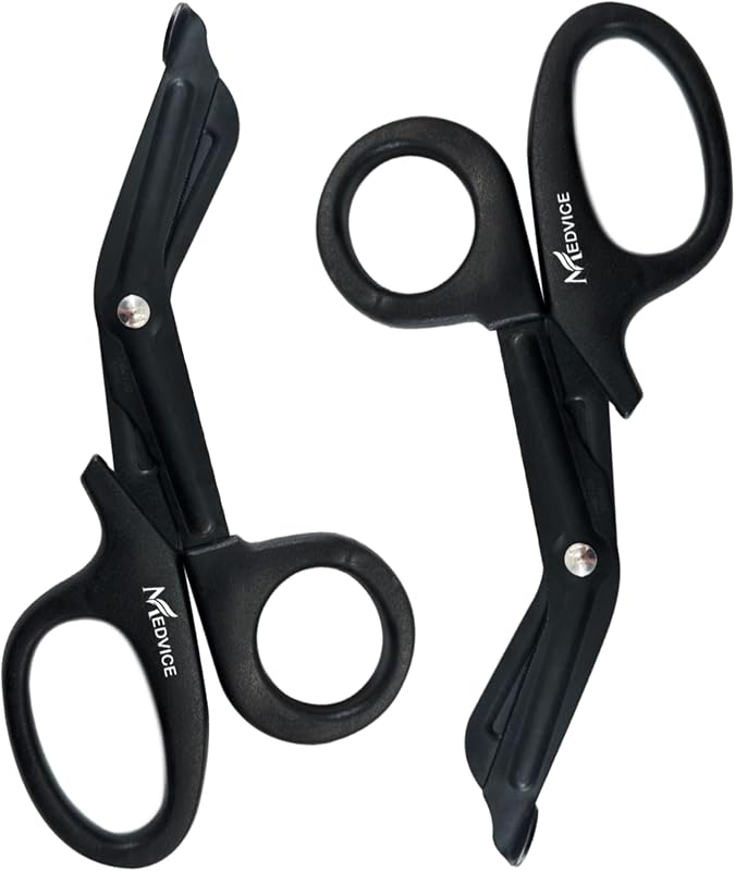 2 Pack Medical Scissors, EMT and Trauma Shears - 7.5 inch | Blunt Tip, Fluoride Coated, Non-Stick Blades, Autoclavable to 290 F/143 C, Rust Free (Black)