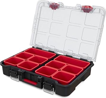 Keter Stack n' Roll Modular DIY Tool Storage System Cart with Wheels, Stackable, Lightweight, Durable, Water Resistant, Black