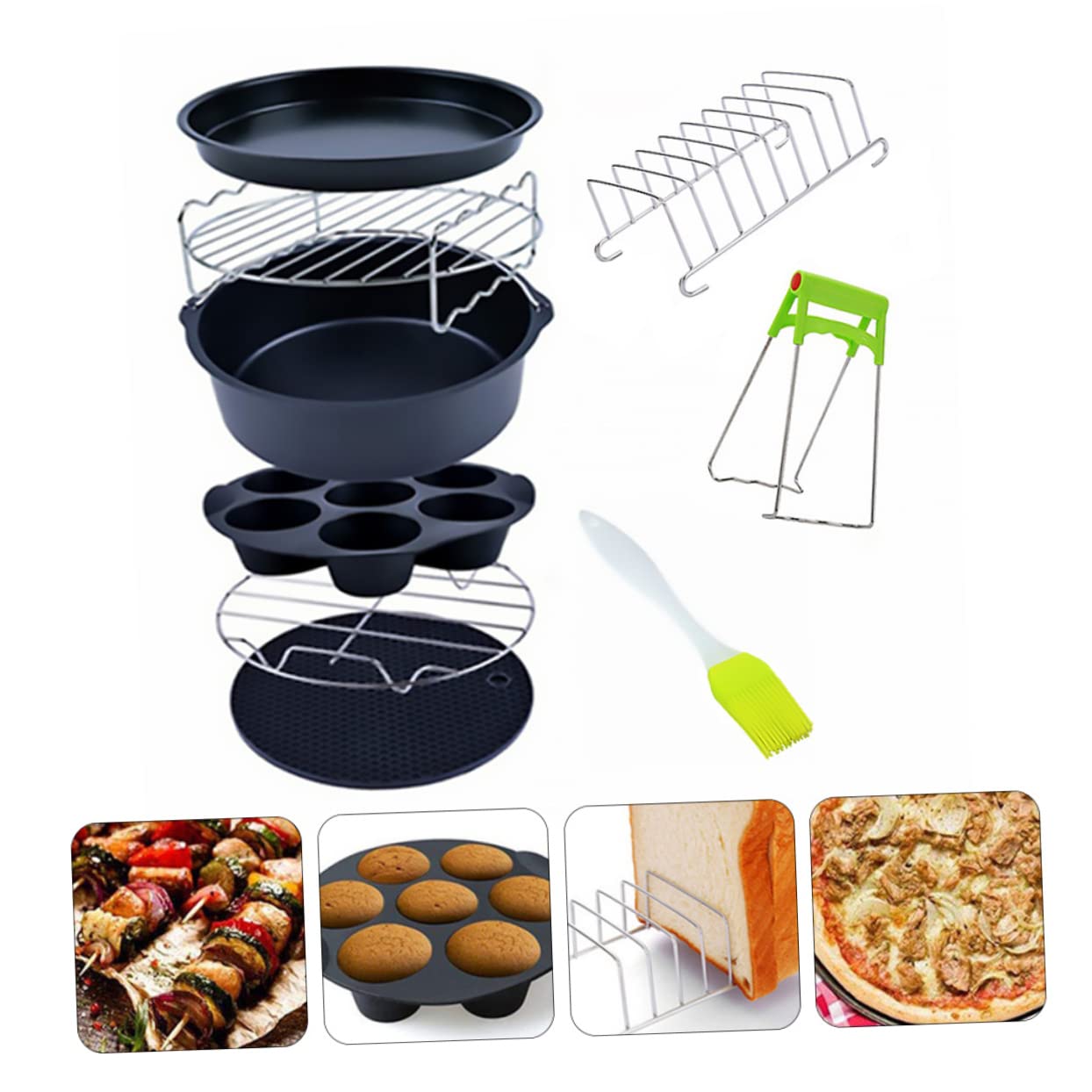 9stücke Heißluftfritteusen-set Mit Antihaft-kuchenform Und Pizzapfanne Für Küchenutensilien Geeignet Für Schokoladenkuchen Käsekuchen Und Mehr Gerichte