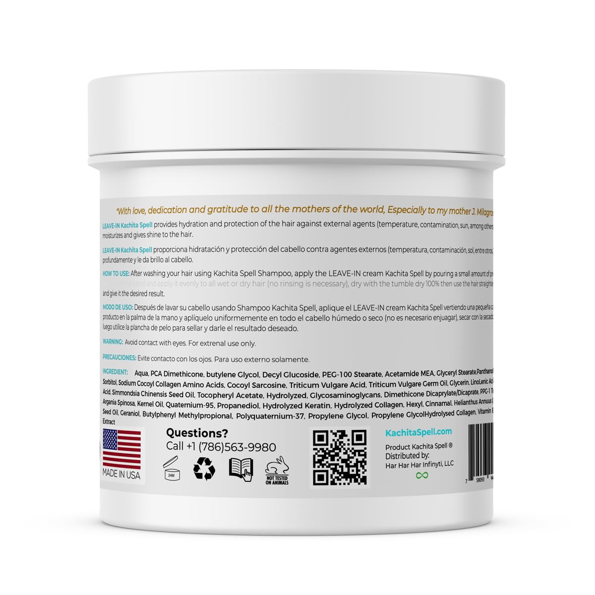 Kachita Spell New True Leave-In Fabulous and Perfect Curls with Hydrolyzed Keratin Cream added 16 fLoz Made in USA