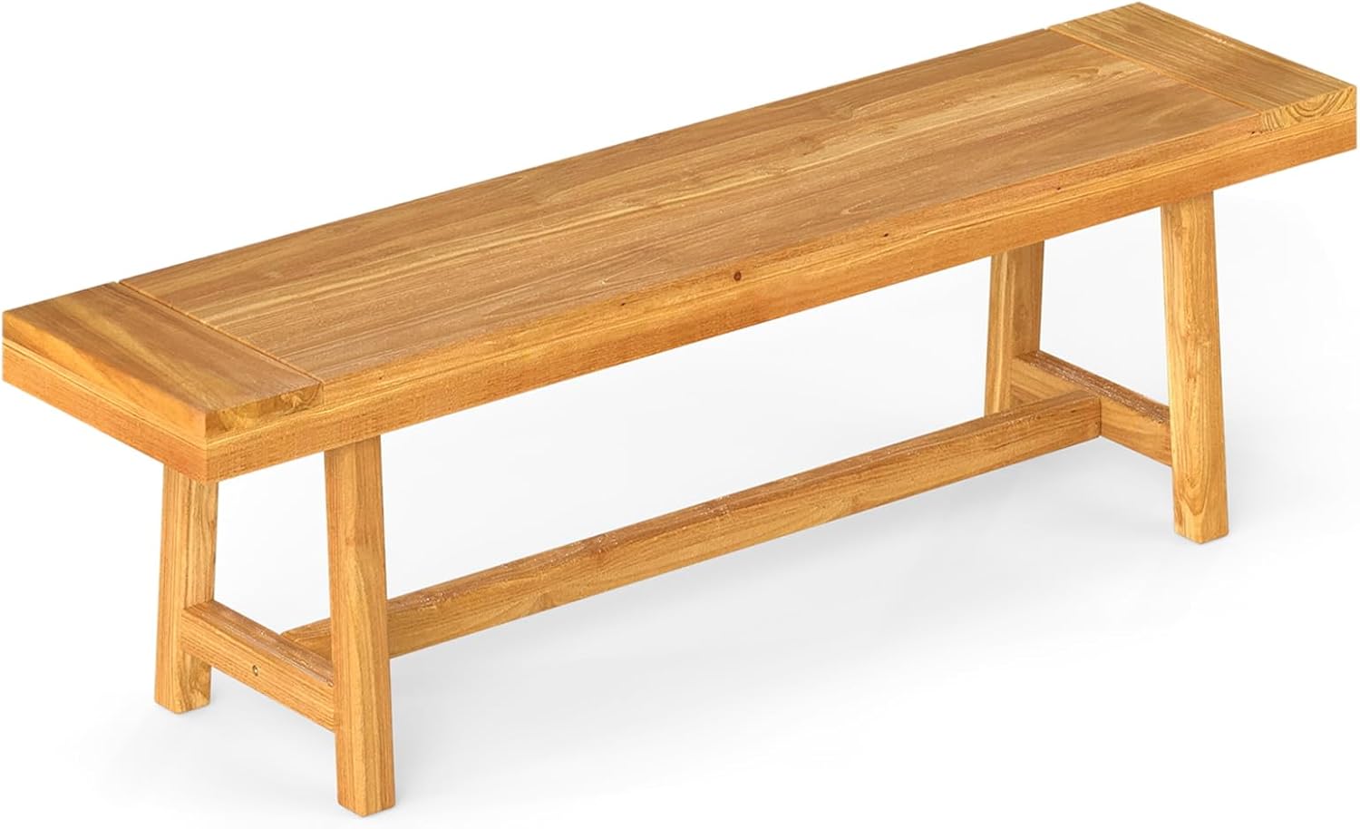 Giantex 63" Dining Bench for 3-Person, Farmhouse Teak Wood Entryway Bench Seat for Indoor Outdoor Use, Living Dining Room, Kitchen, Balcony, Backyard, Easy Assembly (1)
