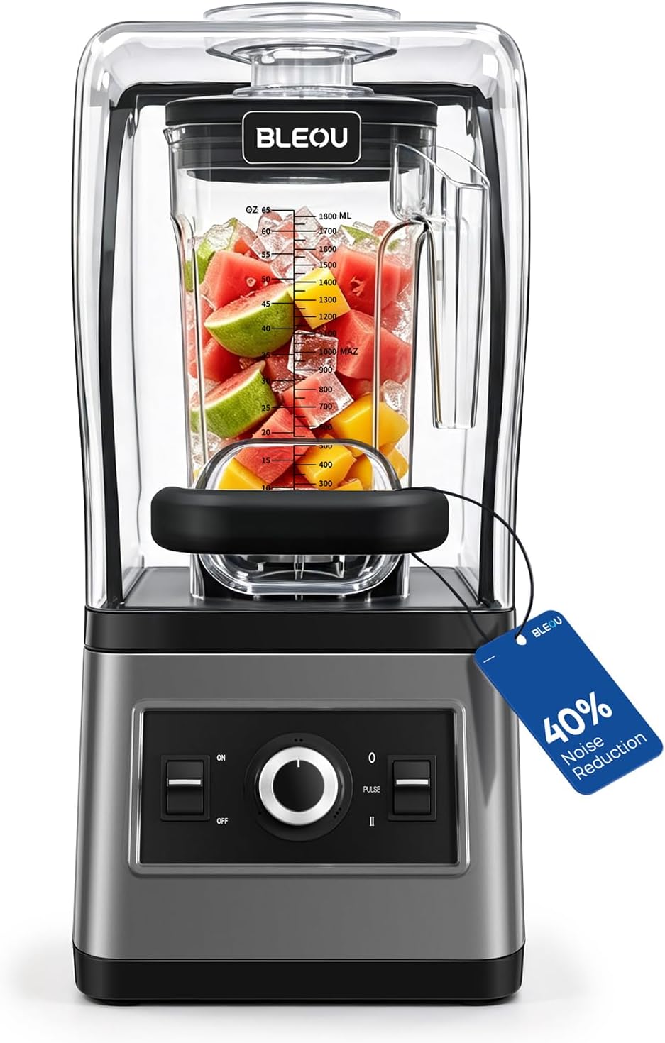 Bleou 1680W Commercial Smoothie Blender with Speed Dial & Pulse