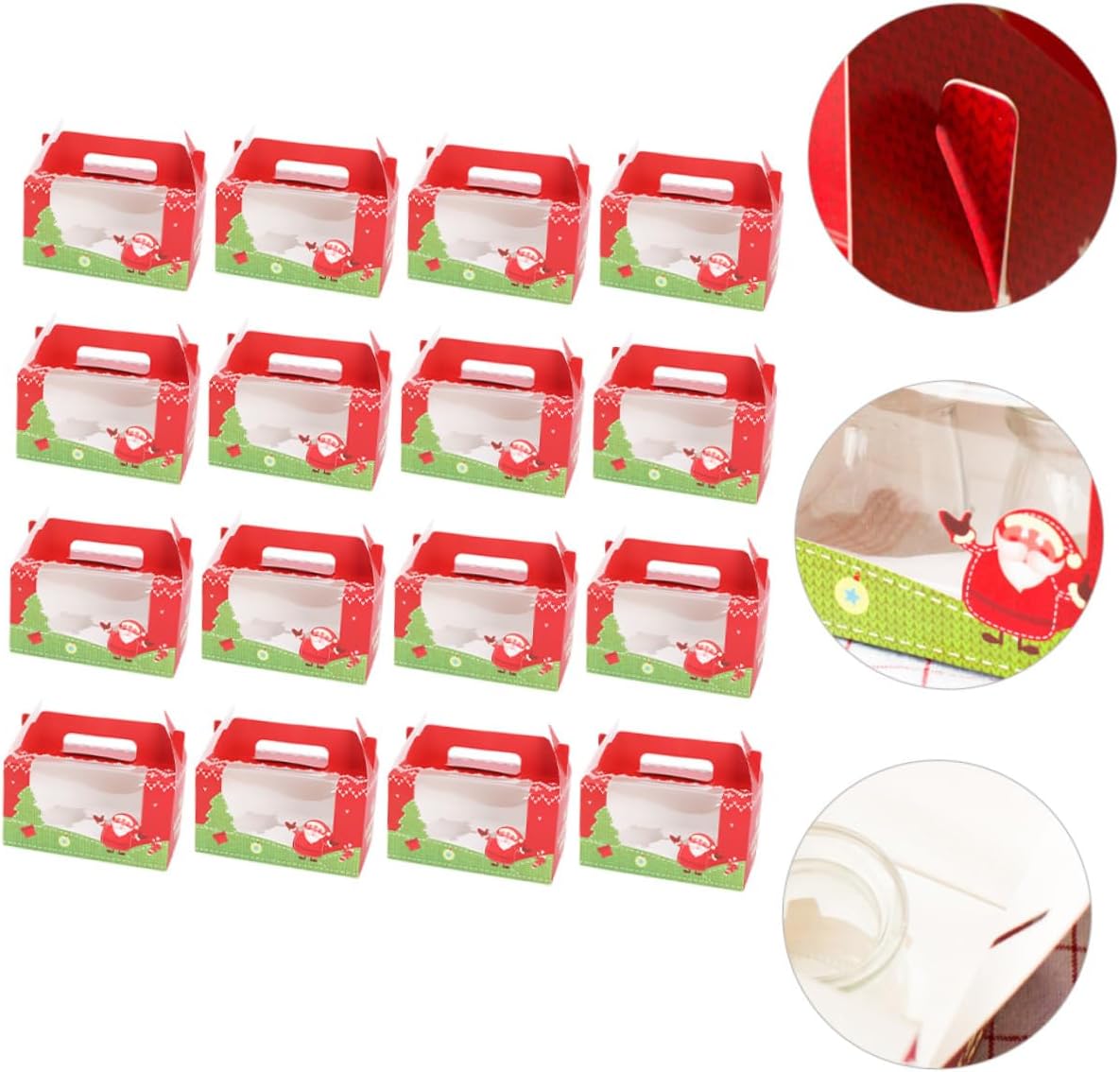 20pcs Paper Cupcake Boxes with Two-hole Insert Christmas Bakery Containers Portable Paper Cupcake Carriers for Holiday Party Supplies