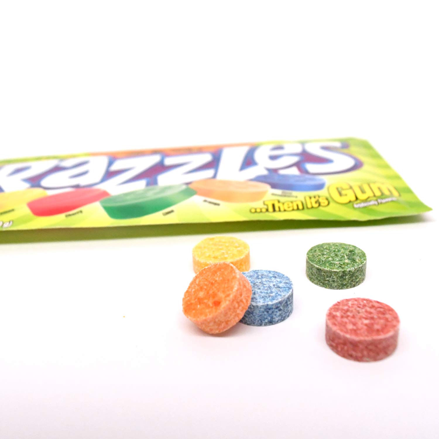 Sour Razzles Candy/Gum, Box of 24 1.4-Ounce Bags