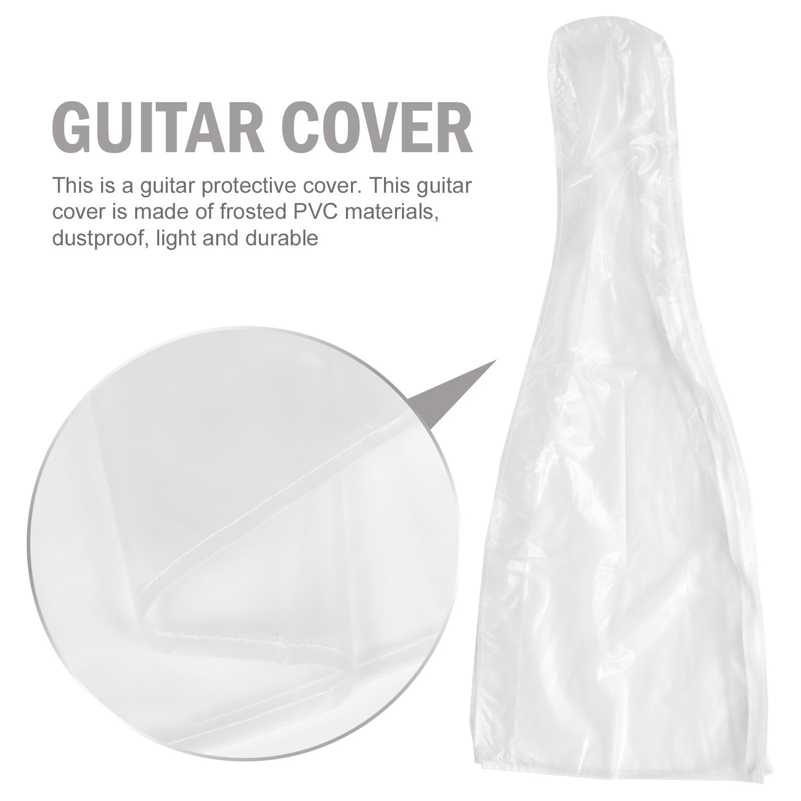 Funda Protectora y Resistente al Polvo, Diseño Simple y Práctico de PVC Esmerilado Blanco para Bajos y Guitarra para Uso Doméstico
