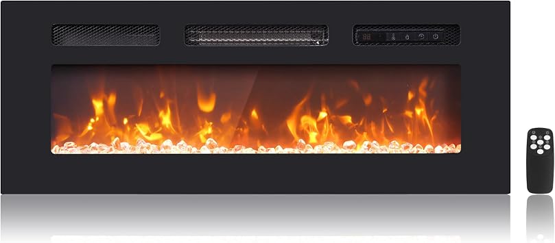 WAMPAT 36" Electric Fireplace in-Wall Recessed and Wall-Mounted with Remote & Panel Control