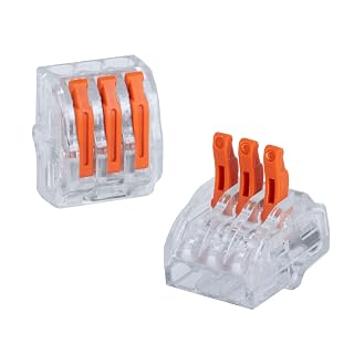 50PCS Lever Wire Connectors, 3 Port Reusable Tool-Free Terminals for 0.2–4.0mm² Solid or Stranded Wires, UL Certified Flame-Retardant Shell, 600V/1000V for Home and Commercial Wiring - Amazon product rated Grade A
