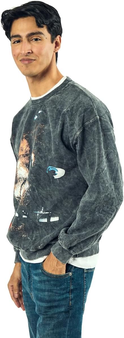 Bioworld Five Nights At Freddy’s Distressed Freddy Face In Shadows AdultUNisex Mineral Washed Crew Neck LongSleeve Sweatshirt