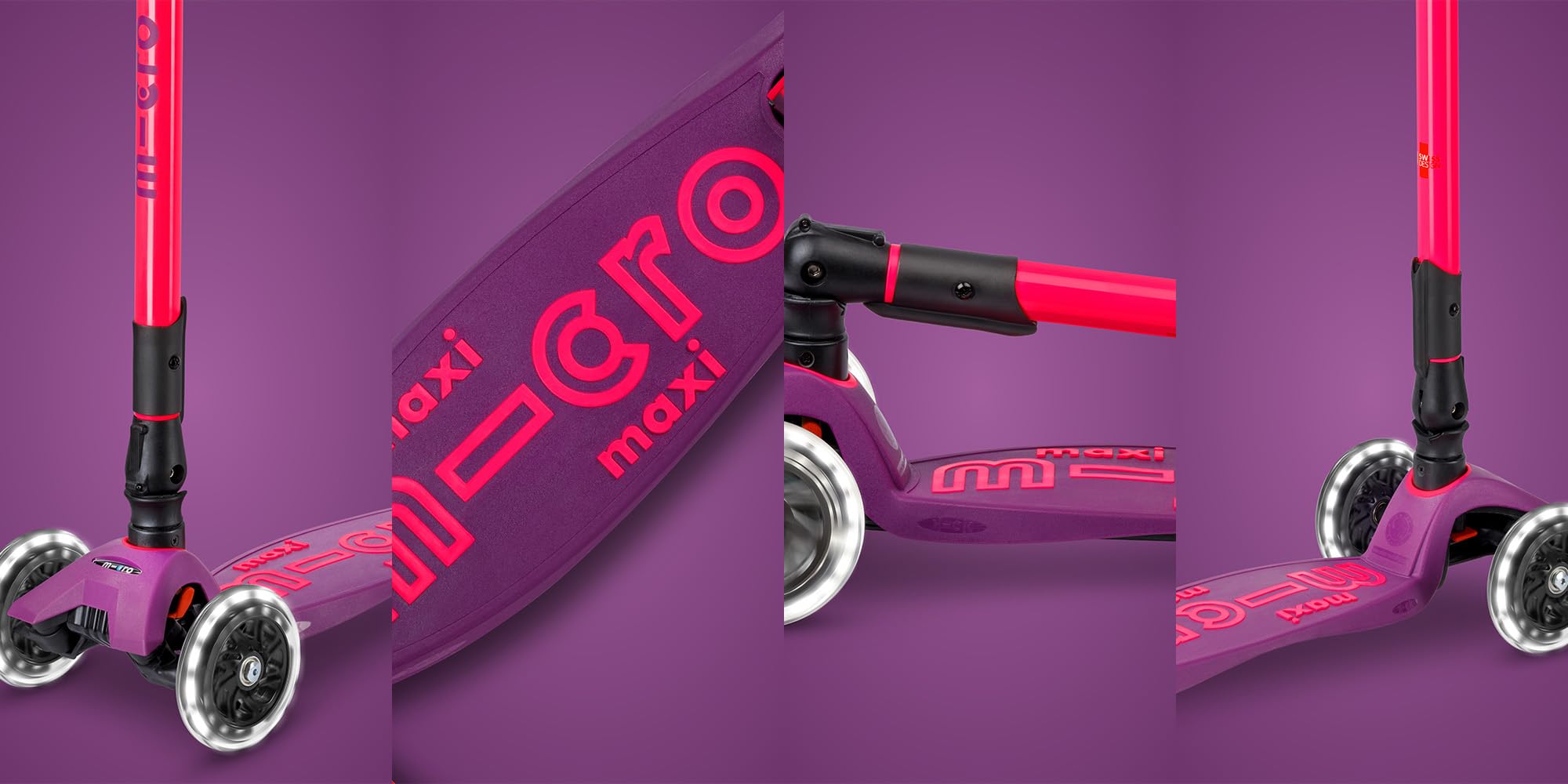 Micro® | Maxi Deluxe Plegable LED | Patinete 3 Ruedas Niños | Altura Regulable | Ruedas con iluminación LED | Rodamientos ABEC9 | 5-12 Años | Niños y Niñas