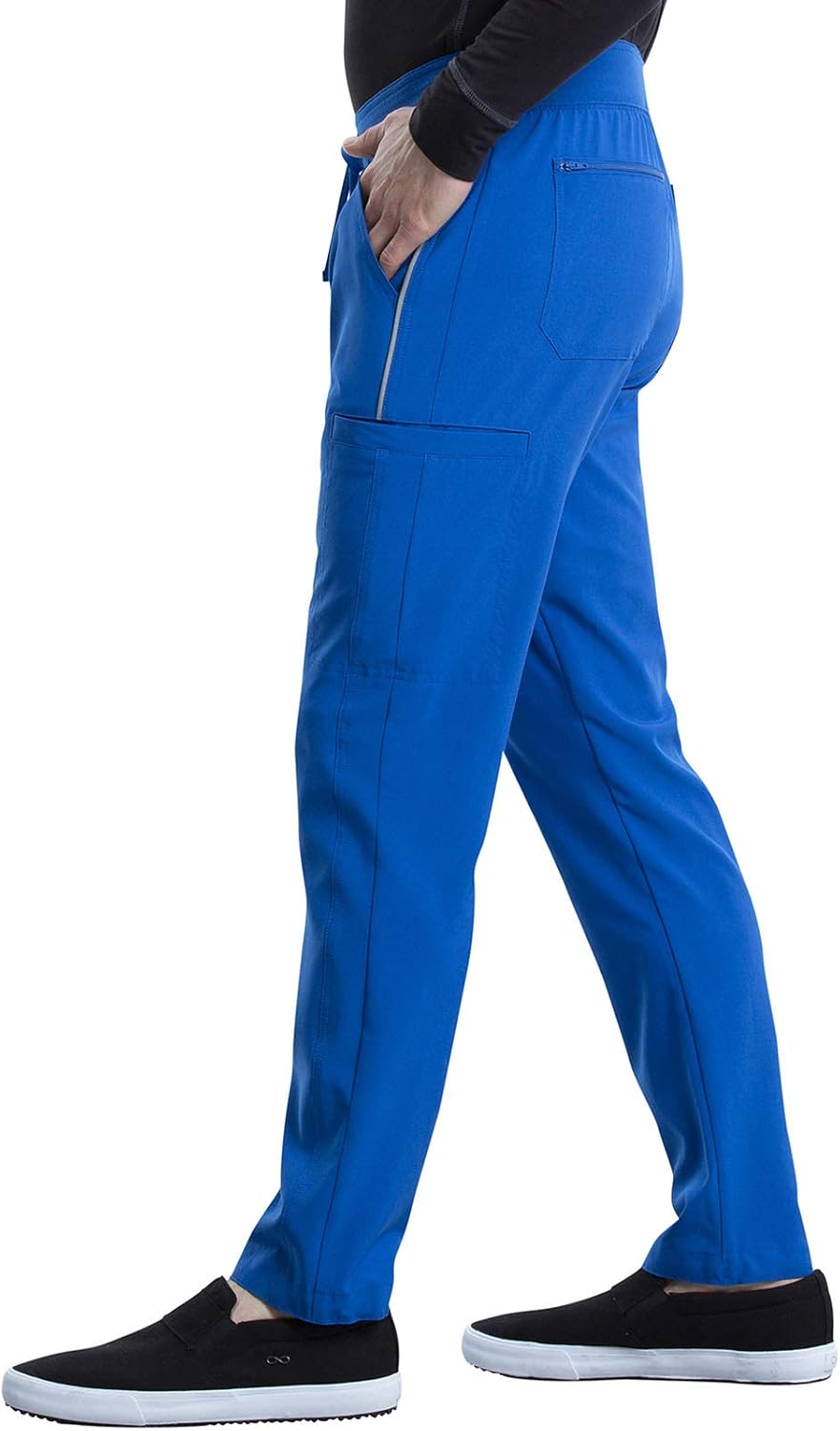 Cherokee iFlex Men Scrubs Pant Tapered Leg Drawstring Cargo CK006 | Knit Drawstring Waist and Adjustable Hem Support Comfort, while Reflective Piping Adds Visibility for Medical Shifts