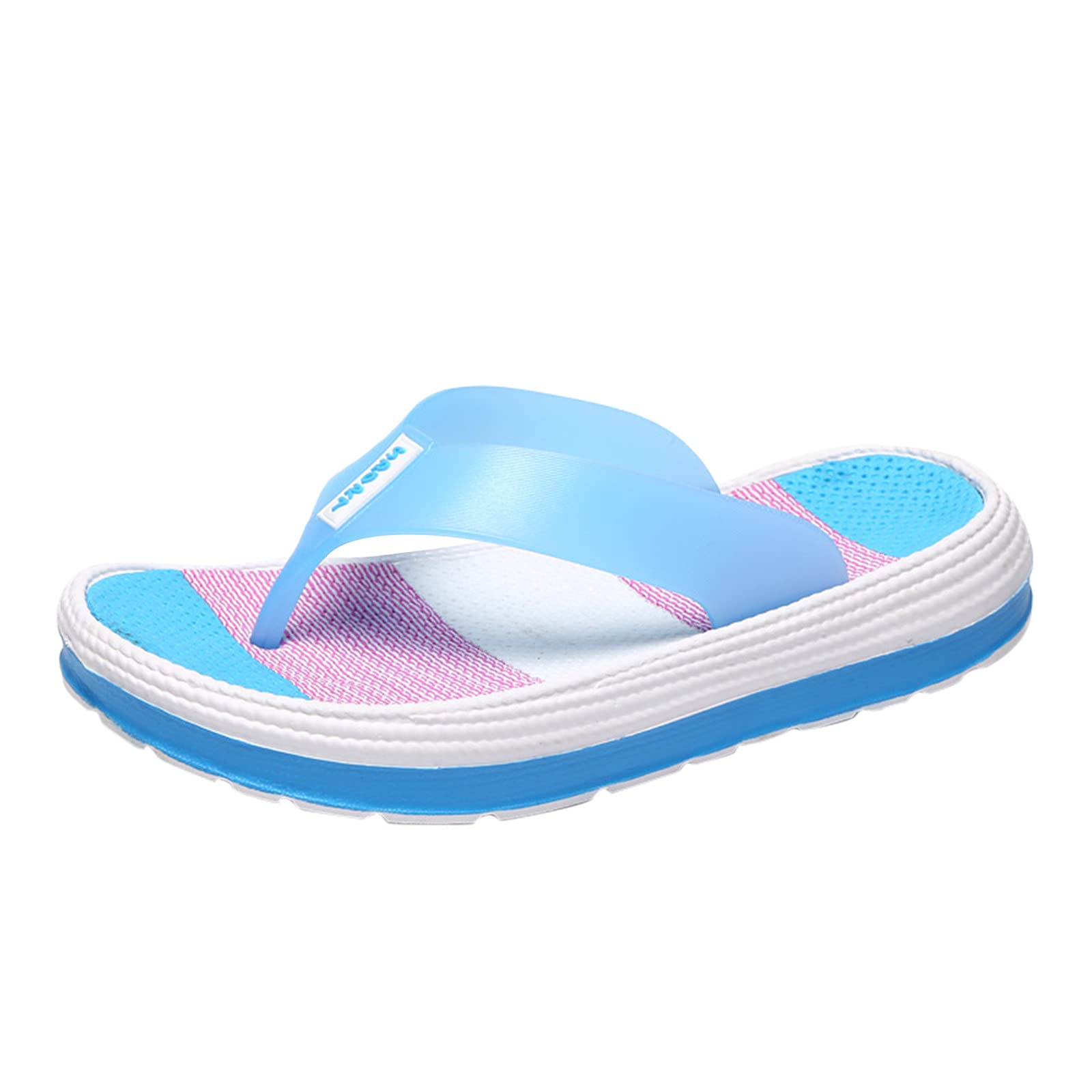 AnFeng Womens Platform Flip Flop Comfort Arch Support Walk Shoes Beach Rhinestone Sandal Travel Walking Flats Shoes Sky