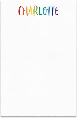 Bloc de notas personalizado para niños con nombre en colores brillantes del arco iris, linda fuente, bloc de notas de escritura para niños. 4
