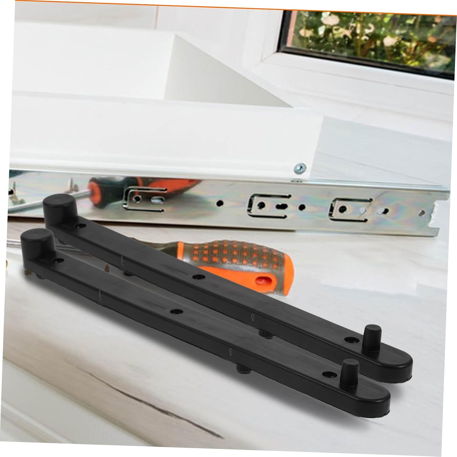 Black Plastic Side Mounted Drawer Guide Rail for Cabinet Doors