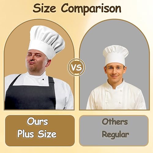 Miniatura 3 de Urby Sombrero de chef extra grande similar a la talla XL, XXL o 7 12 y más. Gran comodidad para chefs con cabeza más grande o más grande