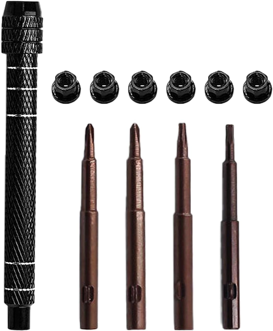 RC 1/30 Car Screwdriver Tool Set，for Axial SCX30 – PH1.5 PH2.0 T4 H1.3 Precision Bits with 6× M2 Nuts for RC Crawler Bronco Wrangler K10