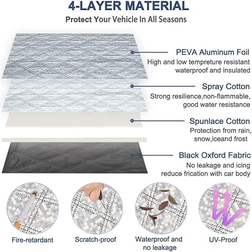 Arecwy Windshield Snow Cover, Magnetic Windshield Cover For Ice And Snow, Thickened Car Cover Waterproof All Weather, Winter Windscreen Cover Keeps Ice Snow Frost Off Fits Most Car(Medium 58"W X 45"H) #TOP3