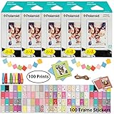 Polaroid Instant Film (100 Sheets) and Picture Frame Accessory Bundle - Designed for use with Fujifilm Instax Mini and PIC 300 Cameras