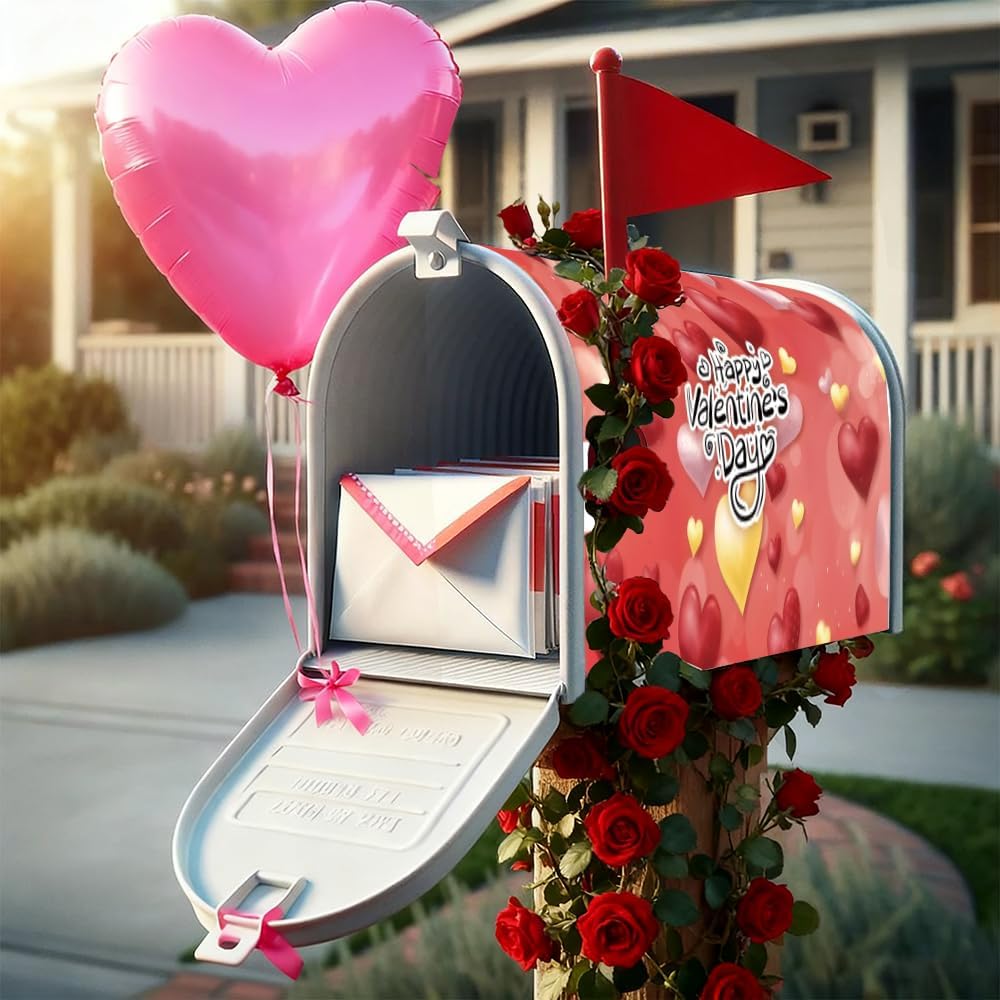 Valentine's Day Magnetic Mailbox Cover, Made of Polyester Oxford Cloth, UV Resistant, Reusable, Size 21 x 18 inches (5, 21 * 18) image 3