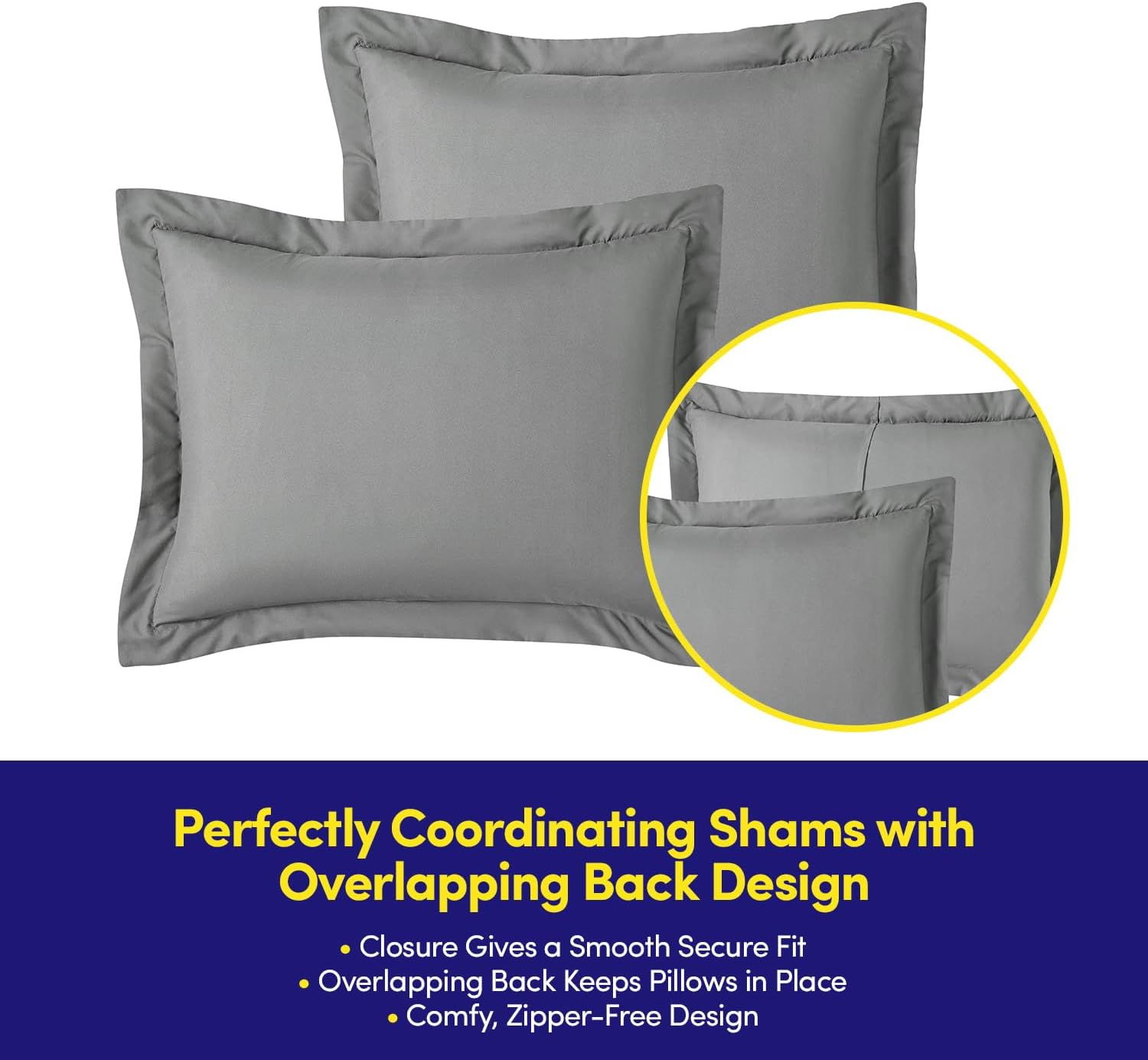 Queen Comforter Set Quilted Stripe Bedding Bundle – Comforter, Mattress Protector, Sheets with Pockets on the Side & Built-in Corner Strap – Fitted Sheet Media Pocket for Devices, Gray/Silver