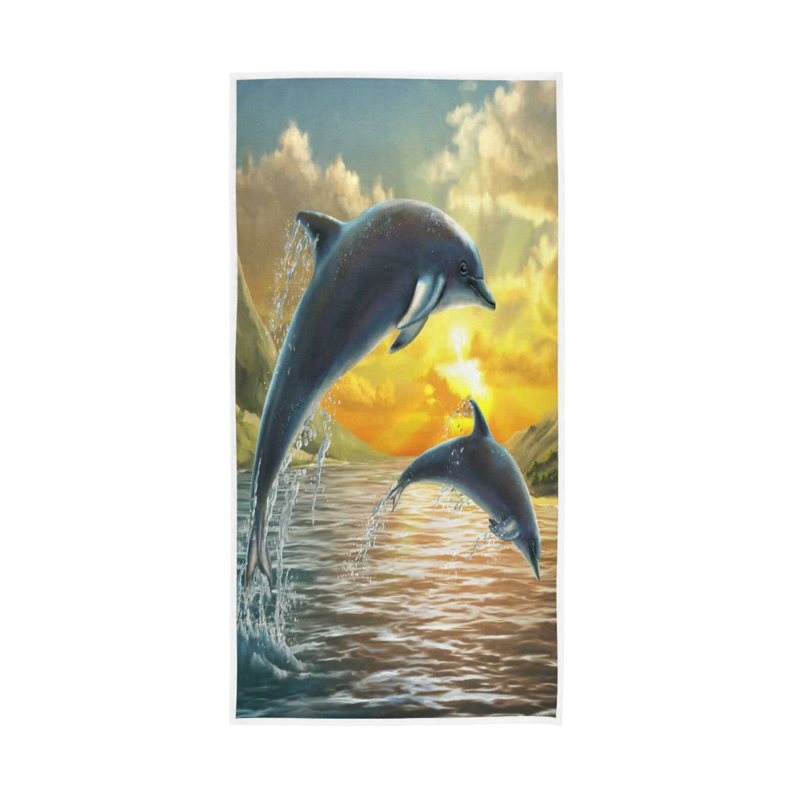 LSRCPD Hand Towels Ocean Sea Animal Dolphin Decor Fingertip Soft Face Towel Absorbent Bathroom Kitchen Towels