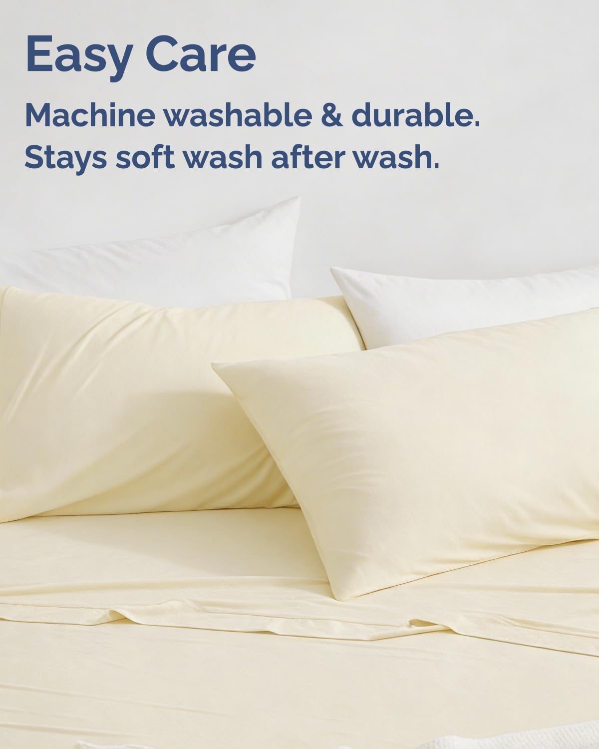 Cooling Sheets Set King Size - 4 Piece Summer Bed Sheets for Hot Sleepers - Cooling Bedding Set - Soft, Breathable, Lightweight - 1 Flat, 1 Fitted & 2 Pillowcases - Deep Pockets 8" to 16" - Off White"