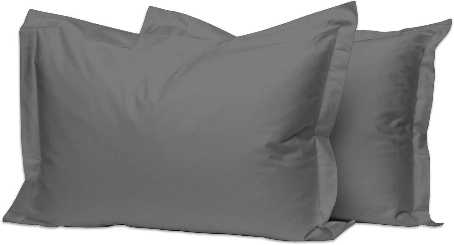 Pizuna 100 Cotton Standard Dark Grey Pillow Cases 2 Pack, 400 Thread