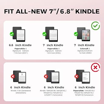 Pink Bow Case for 7/6.8 Kindle Paperwhite 2024 12th/11th Generation,Hand Strap Stand Cover Sleeve for Amazon Kindle Colorsoft Signature/Kids Edtion,2025 Cute Coquette Ereader Ebook Gifts Accessories