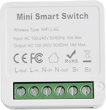 Besttoolifes for mini WiFi Smart Light Switch DIY Breaker Module, WiFi Smart Relay Switch Controlled By For Tuya App, Support 1 Way Or 2 Way 100V-240V 16A