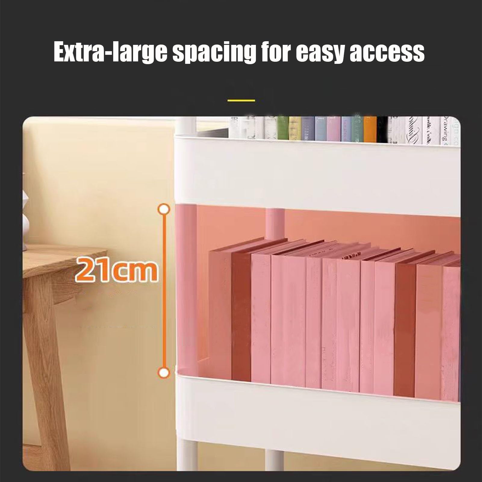 Carrito multifuncional de plástico de 3 niveles con ganchos para cocina, baño, oficina, versátil carrito utilitario en colores elegantes