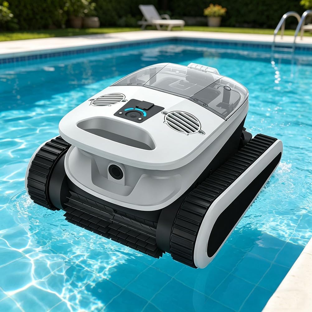 Automatic Pool Cleaner,220W 4-Motor,10400mAh Battery, 4H Runtime, Sonar Compass Guide, 90° Wall Climb, IP68, for Above/In-Ground Pools
