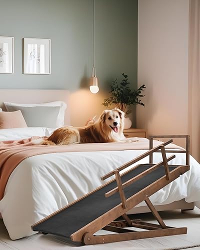 Rampa para perros para cama, rampa ajustable para mascotas para que los perros se suban a la cama, rampa plegable para perros y gatos