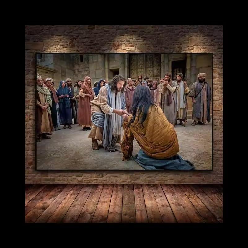 Nativité de Jésus-Christ affiche grand format 70x100 cm toile décoration murale Noël