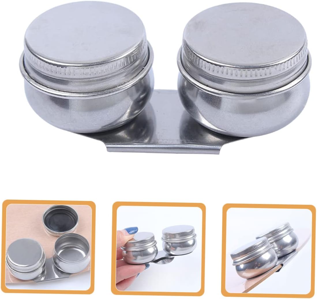 Stainless Steel Double Oil Palette Cup with Lid for Artists Large Mouth Brush Cleaning Container for Oil Painting Supplies Portable and Leakproof