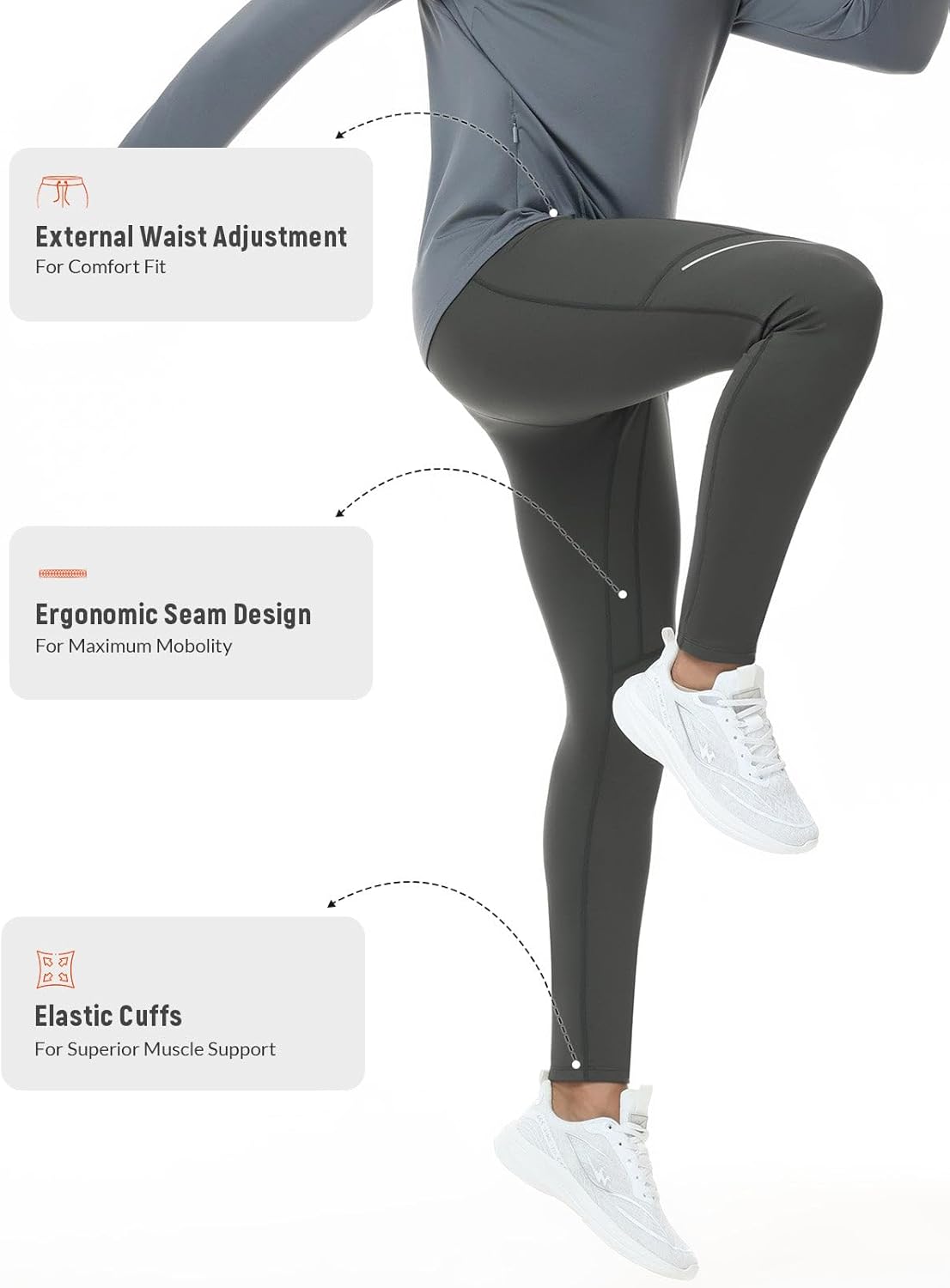 SPEXIAL Men's Fleece Lined Running Tights Winter Cycling Compression Pants Thermal Leggings Cold Weather Gear - Image 5