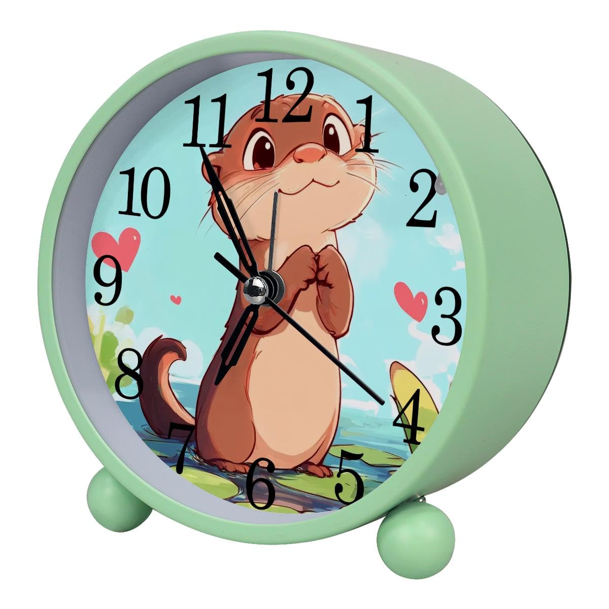 Luoweisi Alarm Clock Otter, Silent Non-Ticking with Night Light