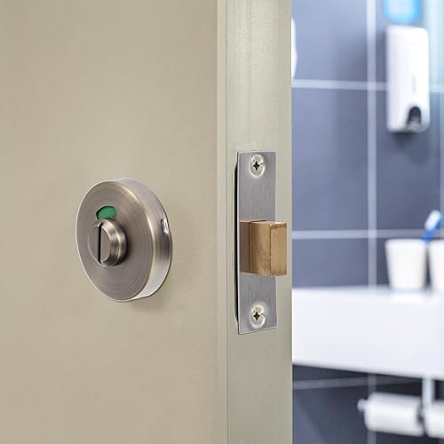 Miniatura 6 de Uonlytech Cerradura indicadora de baño, cerradura de baño ocupada vacante, cerrojo ocupado, puerta comercial, perilla sin llave, pestillo Rv Rv