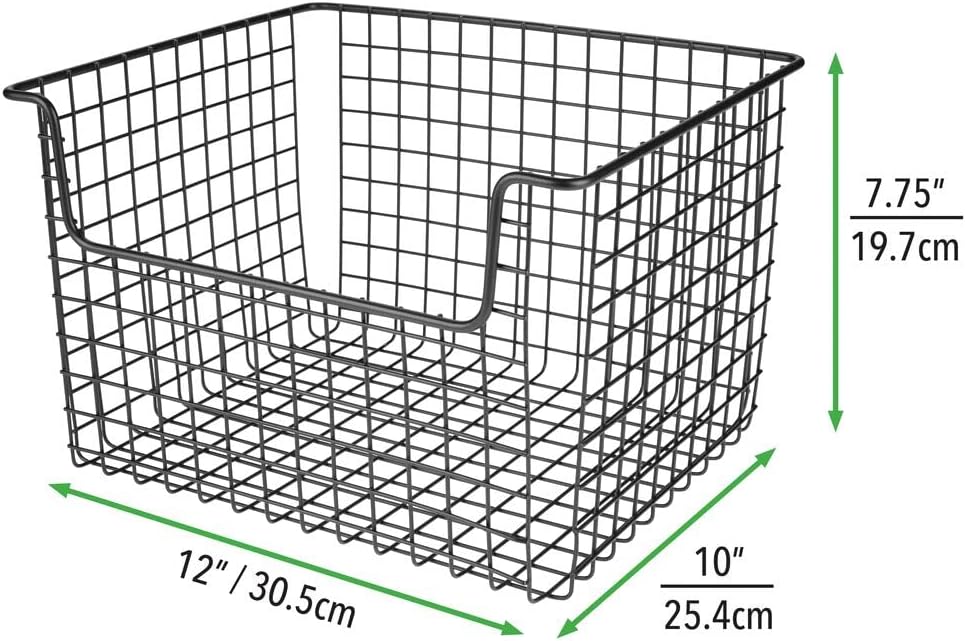 Bеѕt Cуbеr Dеаlѕ 🔥 mDesign Metal Kitchen Pantry Food Storage Organizer Basket - Farmhouse Grid Design with Open Front for Cabinets, Cupboards, Shelves - Holds Potatoes, Onions, Fruit - 8 Pack - Black