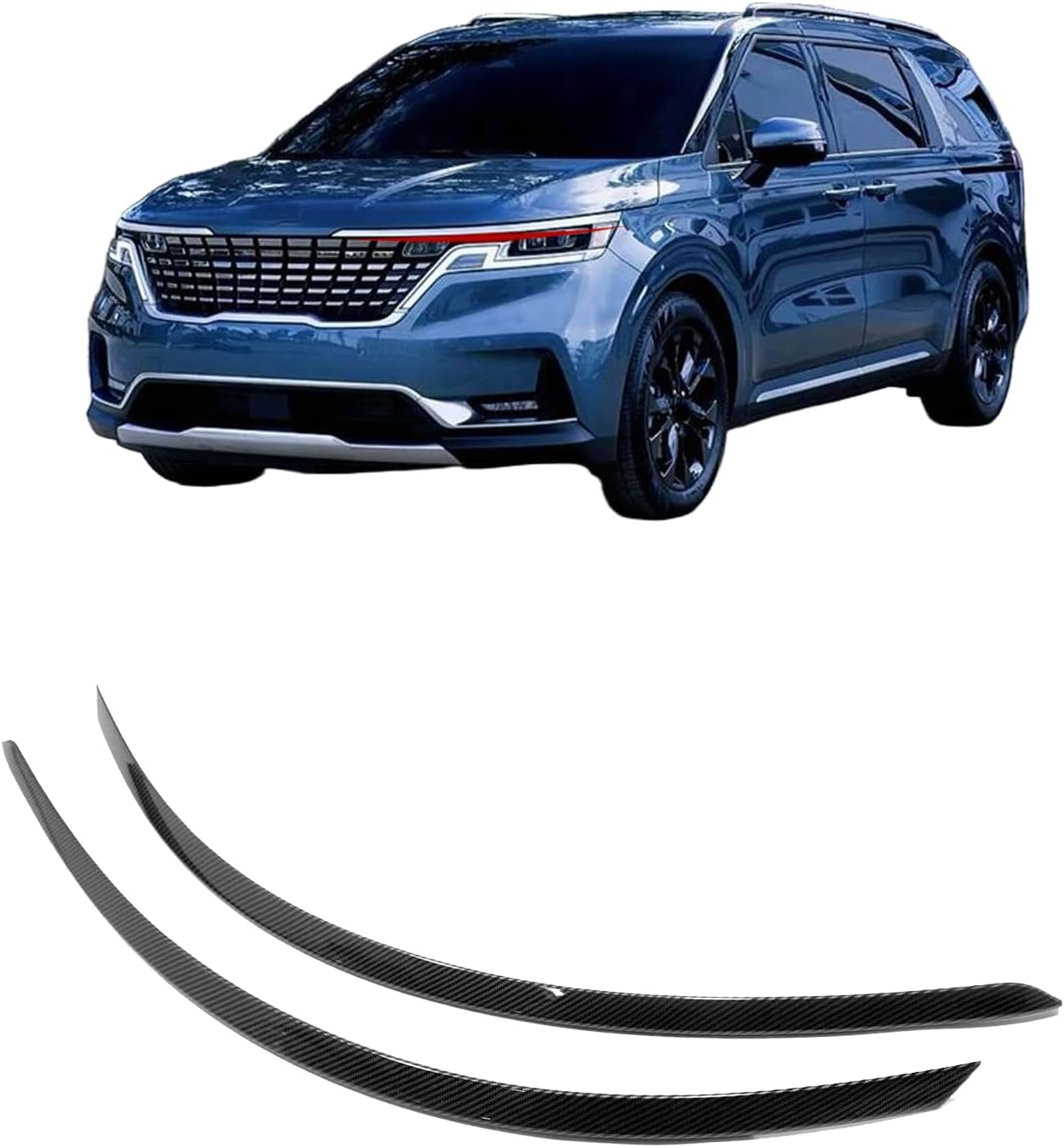 Car Headlight Eyebrow Covers,for Kia Carnival 2022 2023 2024 Accessories, 2PCS Set Easy Stick-On Installation, Providing a Long-Lasting, Like-New Appearance. (Black)