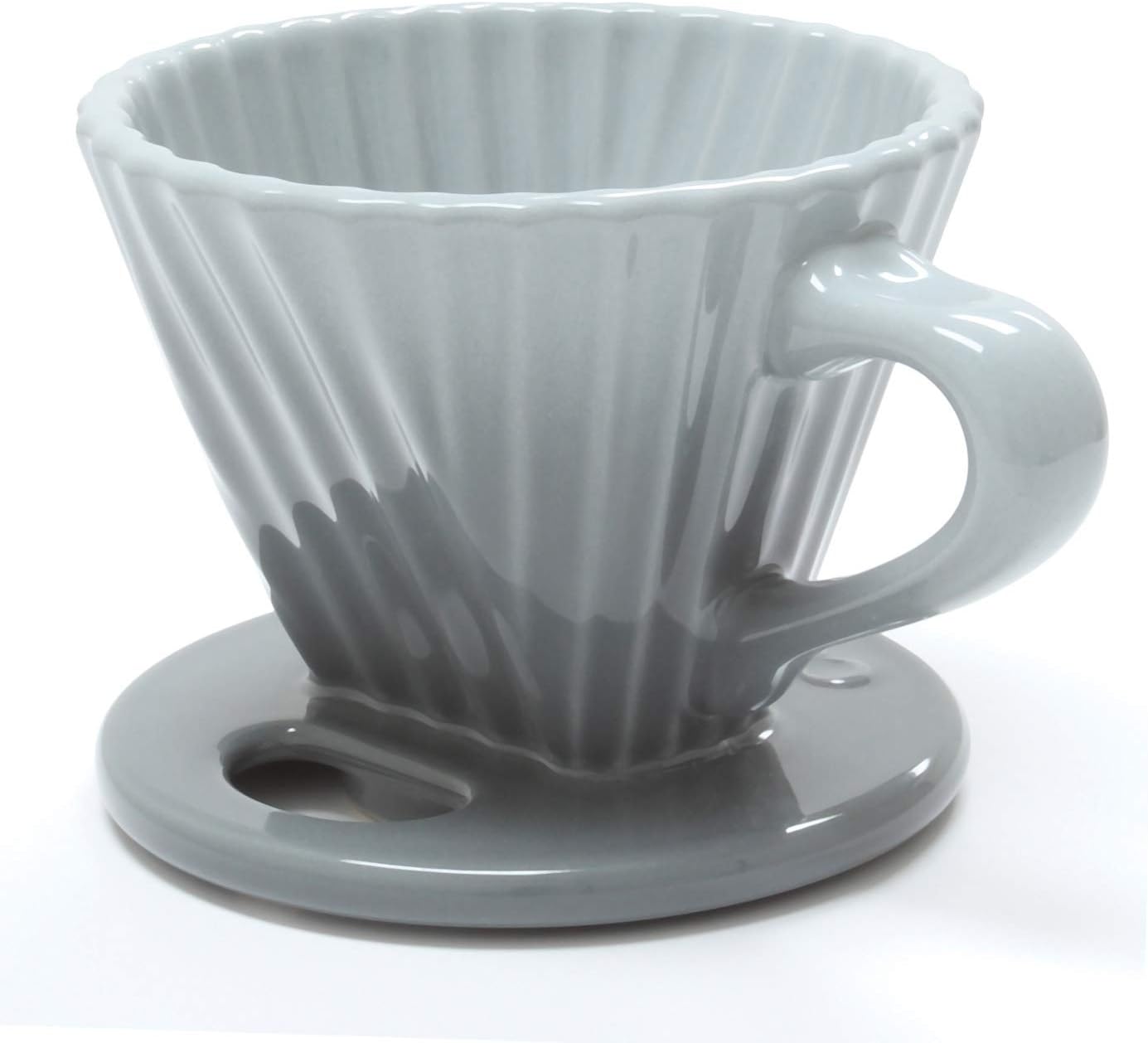 Chantal "Lotus" ceramic pour over coffee dripper, 8 ounces, Fade Grey