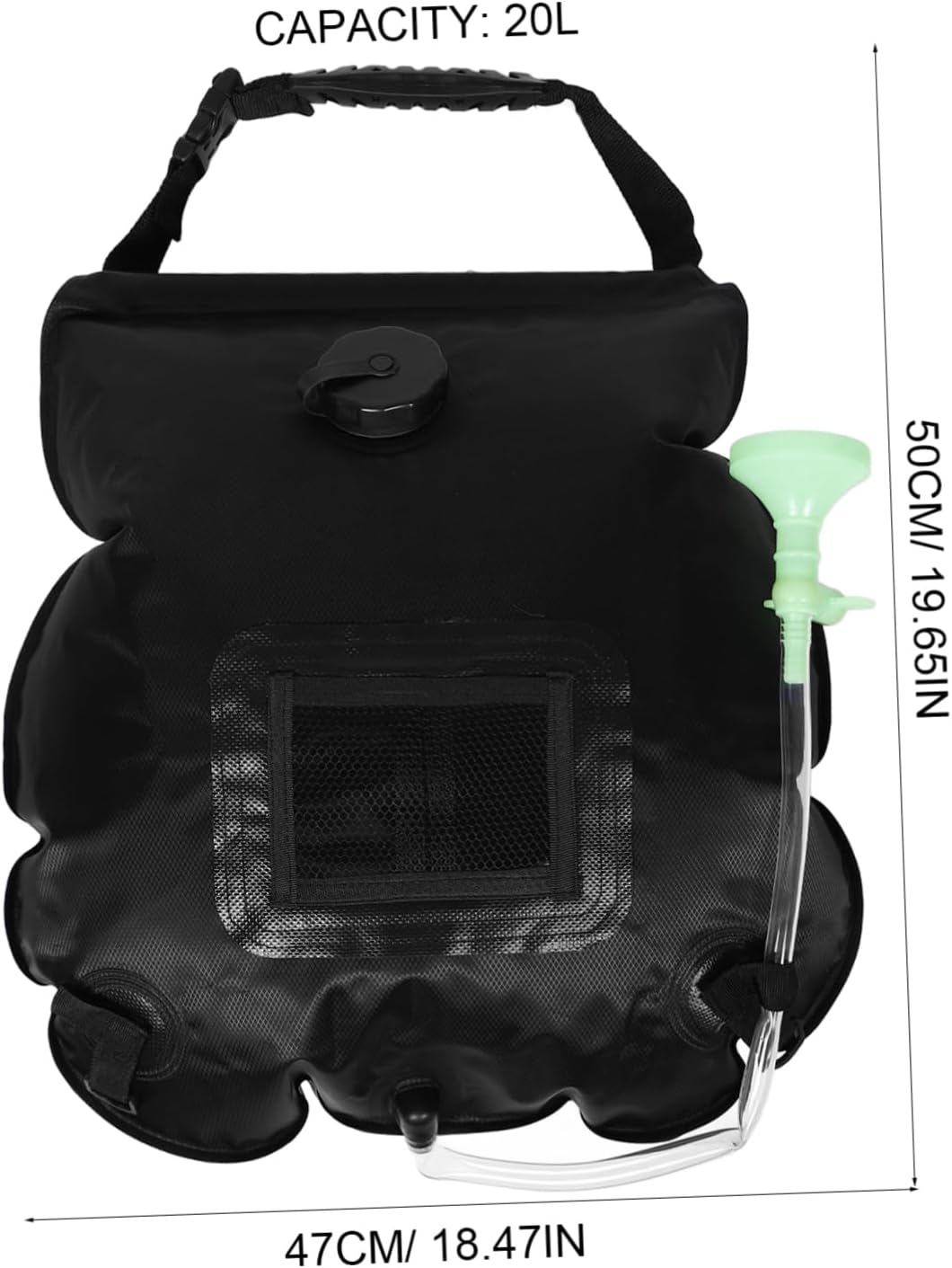 Mikikit Portable Solar Shower Bag 20l Capacity Removable Hose Switchable Shower Head for Camping Hiking Beach Traveling