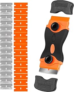 Glue Remover Cleaning Scraper Tool Double Edged Multipurpose Removing Paint, Labels, Sticker, 15 Piece Plastic Blades And 15 Piece Metal Blades