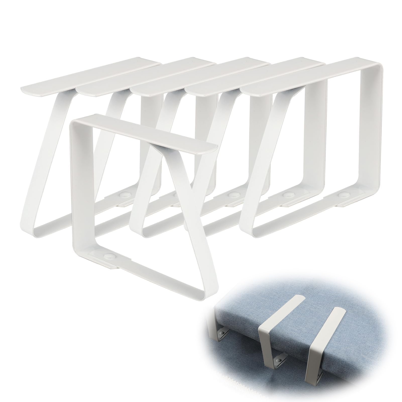 6 pinzas de mantel de acero inoxidable de gran formato, 8 x 7 cm, pinzas de mantel para mesas gruesas de 0 a 7 cm, para mesa de jardín, restaurante, comedor, fiestas, bodas